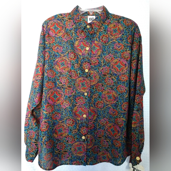 Basic Editions Tops - NEW Vintage Basic Editions Shirt Blouse Colorful Floral NWT Large Chest 44"